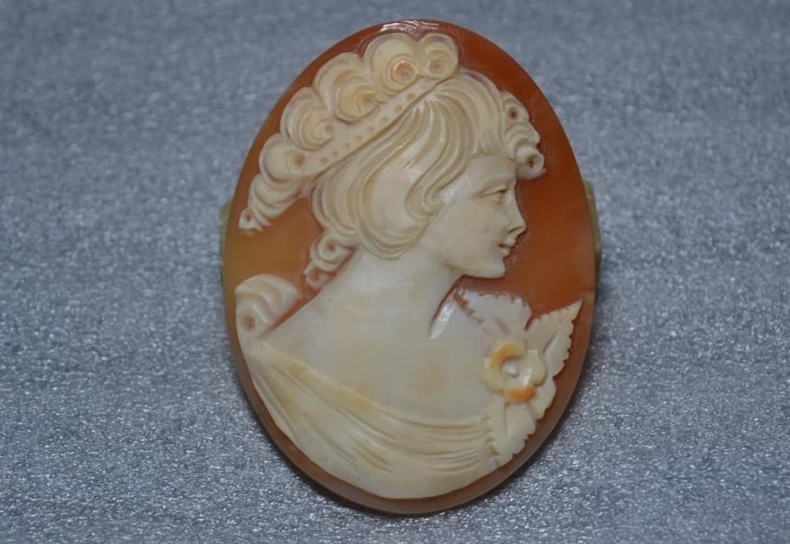 주얼리 수공예작품 아름다운 여인조각 대형 천연쉘 까메오 브로치장식 목 상품이미지1