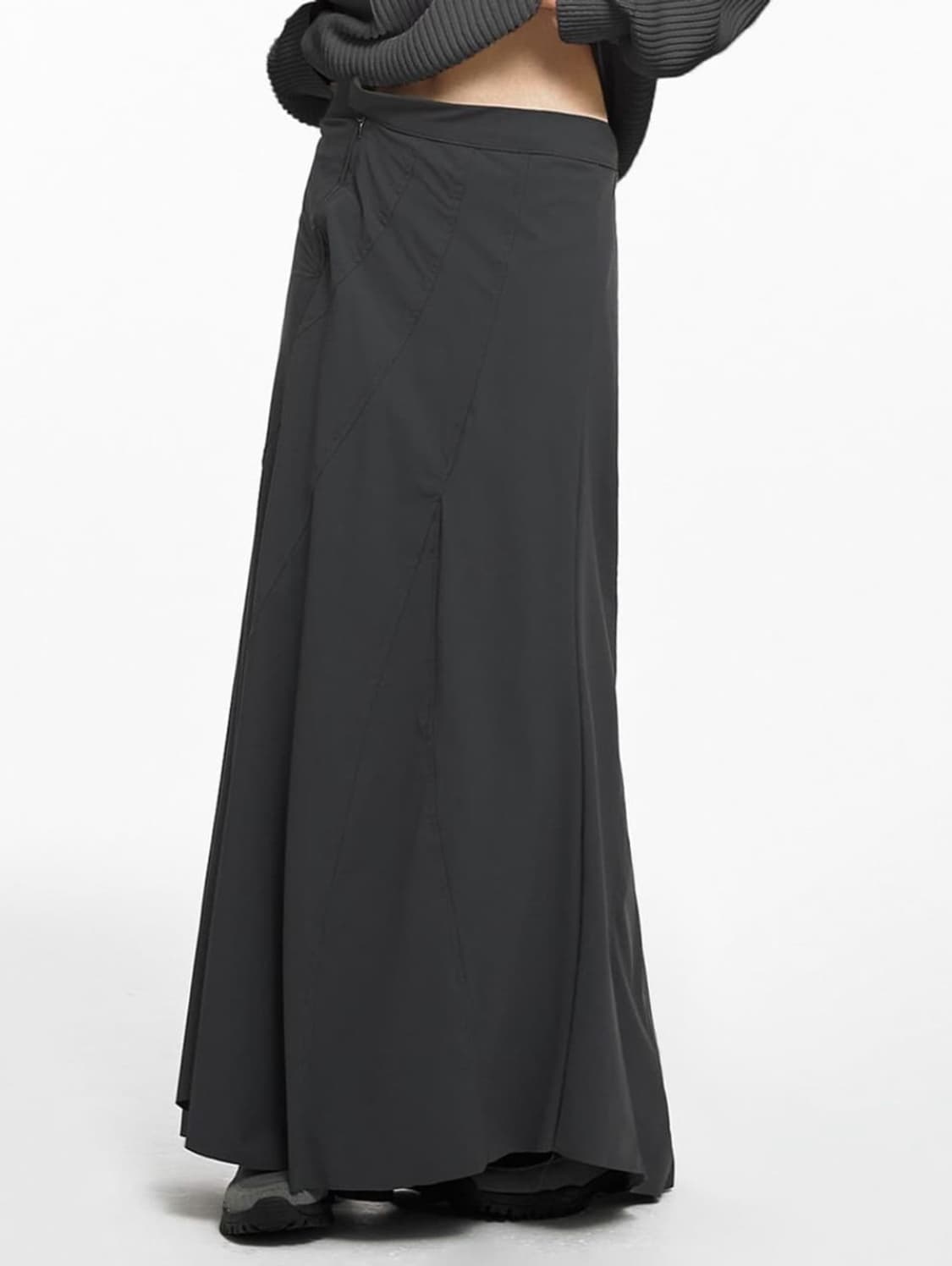 나체 웨이브 맥시 스커트 차콜 상품이미지1