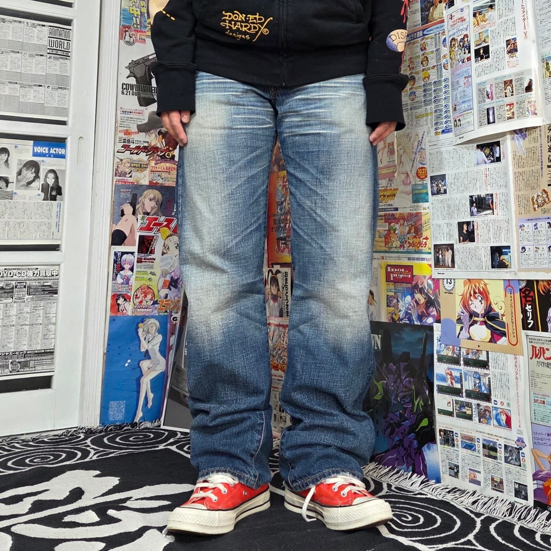 리바이스 501 중청 워싱 버튼플라이 데님 팬츠 상품이미지1