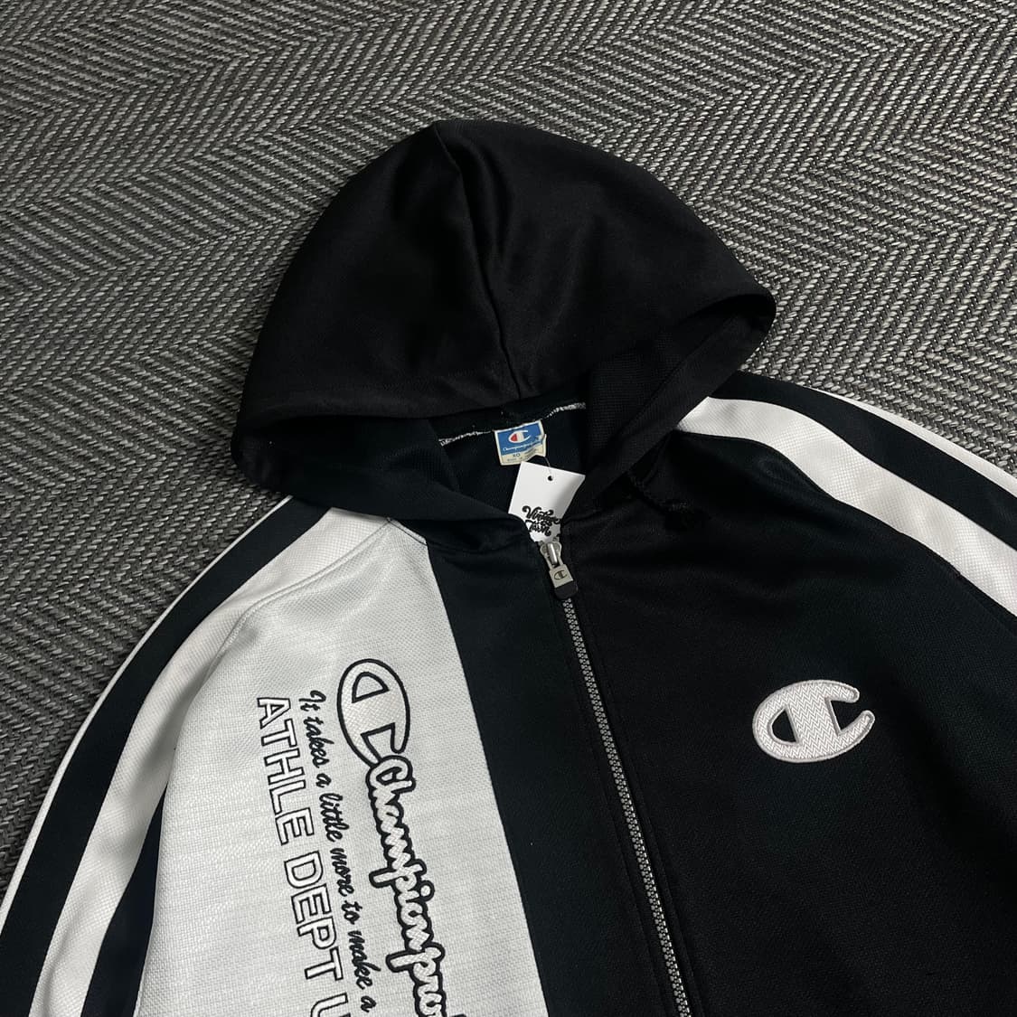 90s 챔피온 올드스쿨 스펠아웃 빅로고 후드 트랙탑 자켓 y 3596 상품이미지6