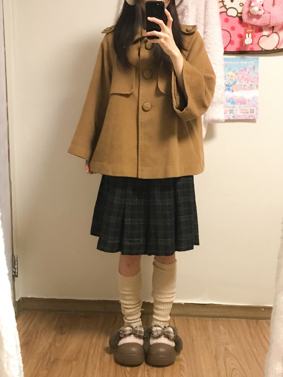 빈티지 라떼 브라운 케이프 망토 코트 히메갸루 로걀 사와코 너에게닿기를 상품이미지1