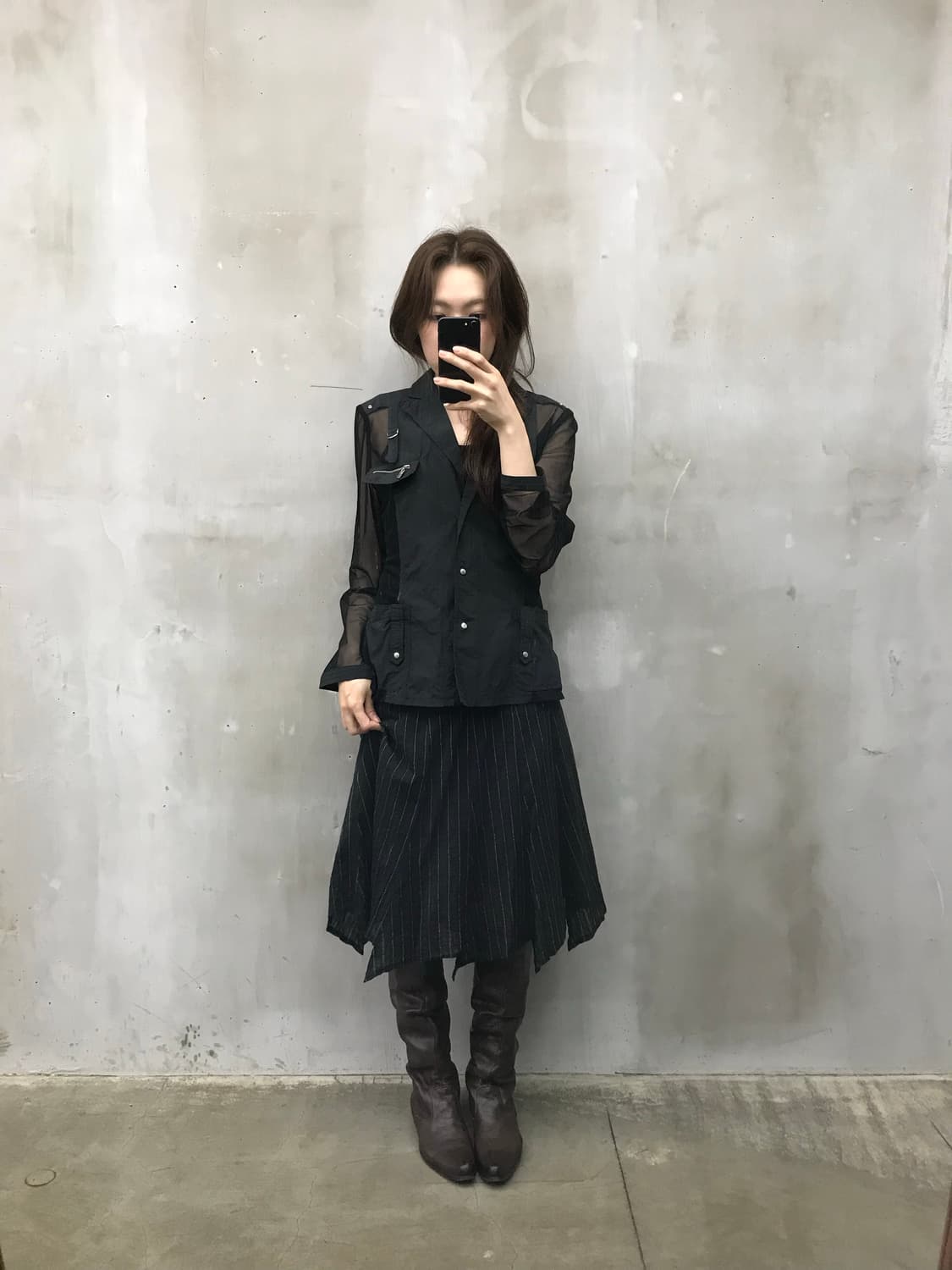 Unbalanced stripe midi sk  상품이미지7