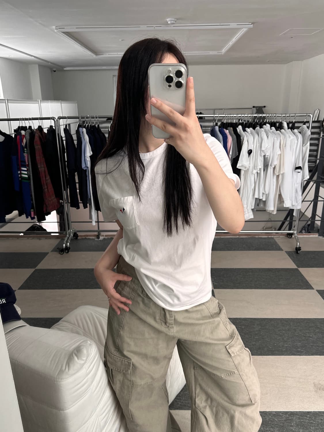 메종키츠네 트리컬러 폭스 포켓 반팔 티셔츠  상품이미지3