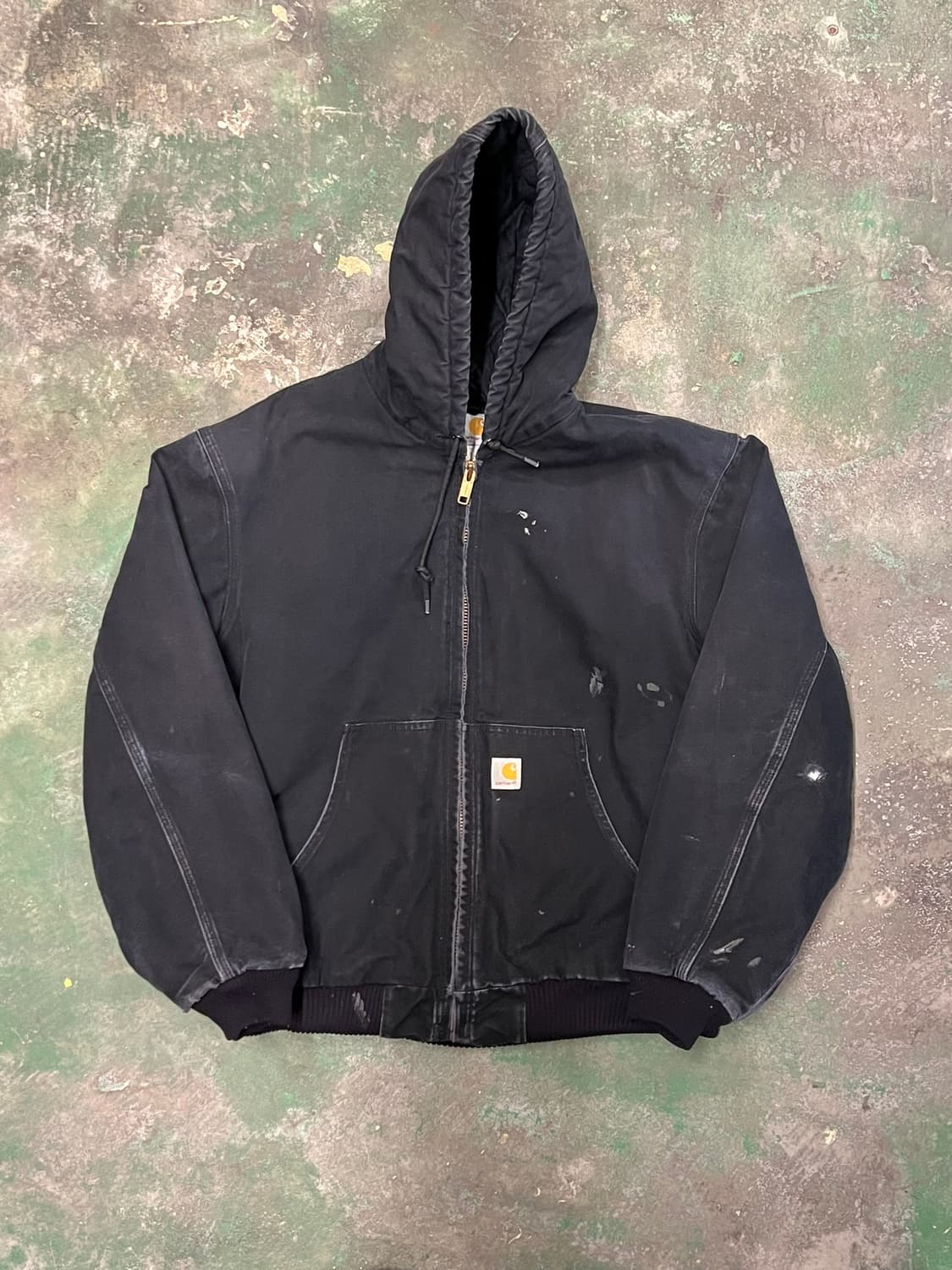 [L] 칼하트 액티브 덕 페이딩 빈티지 자켓 블랙 워크웨어 후드 집업 상품이미지1