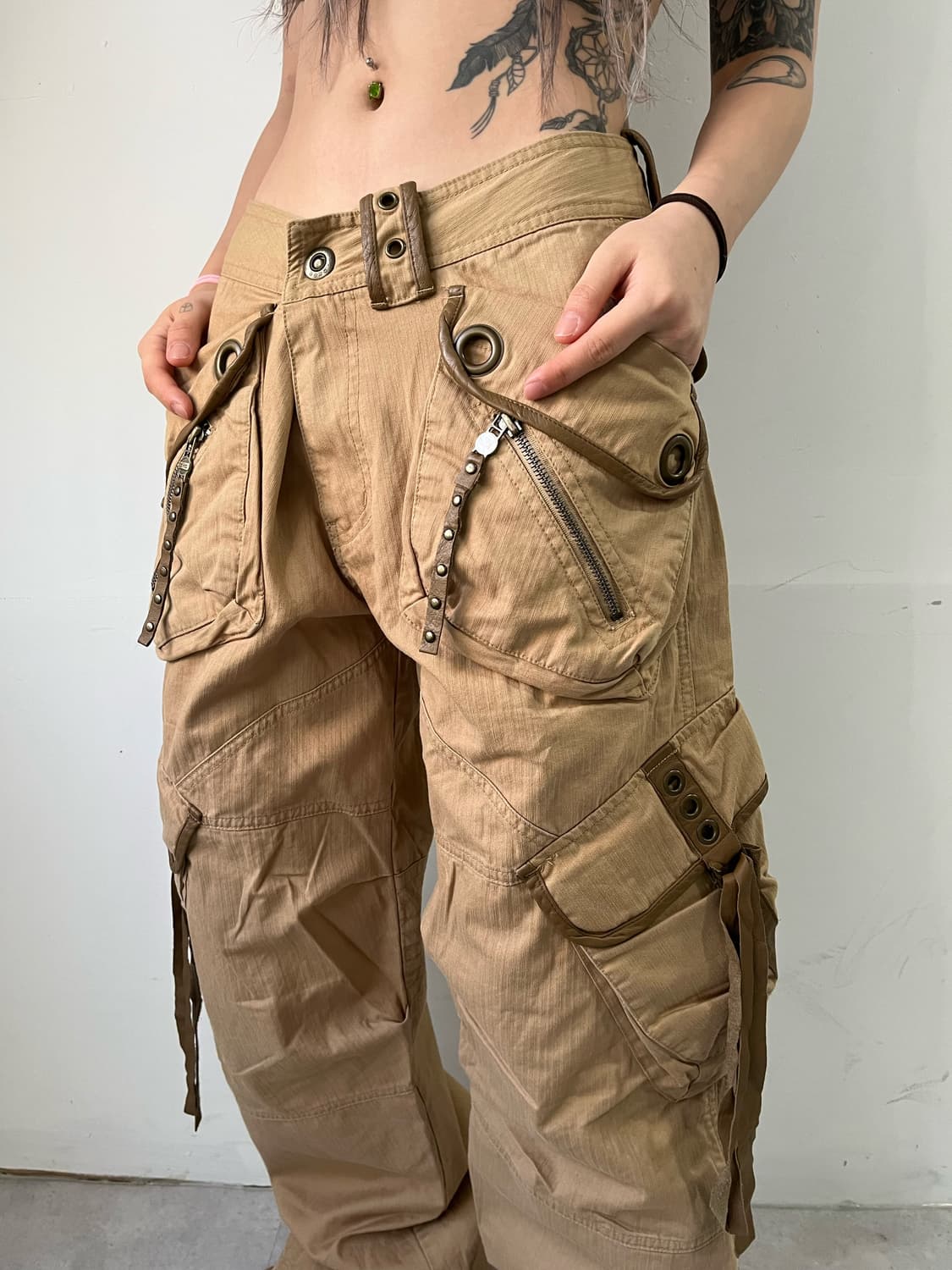 브라운 베이지 와이드 카고팬츠 상품이미지2