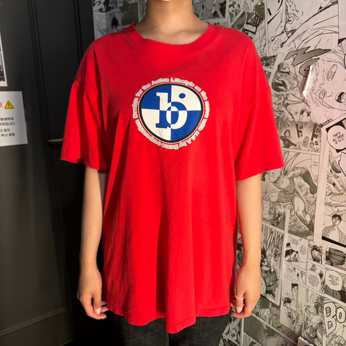90's USA 비닷 싱글스티치 레드 프린팅 반팔 티셔츠 상품이미지3