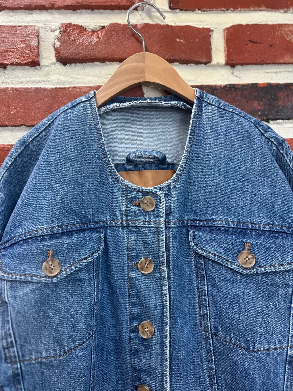 (XS)레지나표 노카라 데님 자켓 상품이미지4