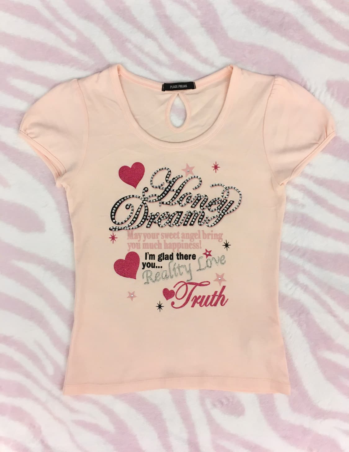 핑크 큐빅 레터링 하트 반팔 티셔츠 히메갸루 핀터레스트 헤이세이 조지후쿠 상품이미지3