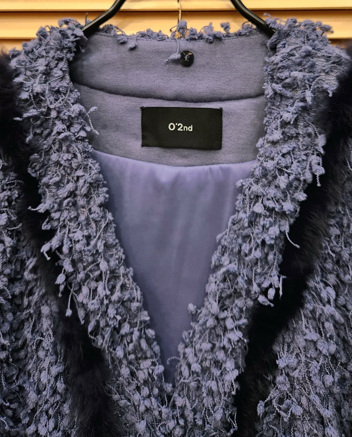 오즈세컨 배색 퍼 부클코트55 상품이미지2