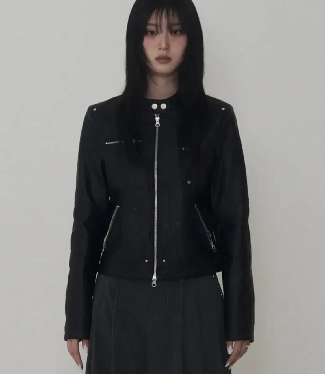 에트오소메 리벳 바이커 레더 자켓 상품이미지1