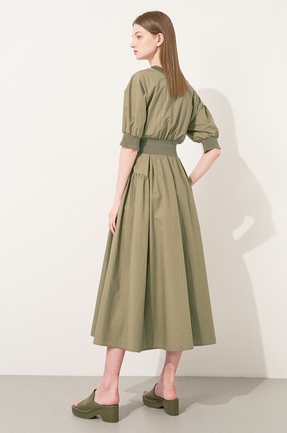 (55사이즈)한섬 타임 브이넥 밴딩 집업 롱원피스 상품이미지2