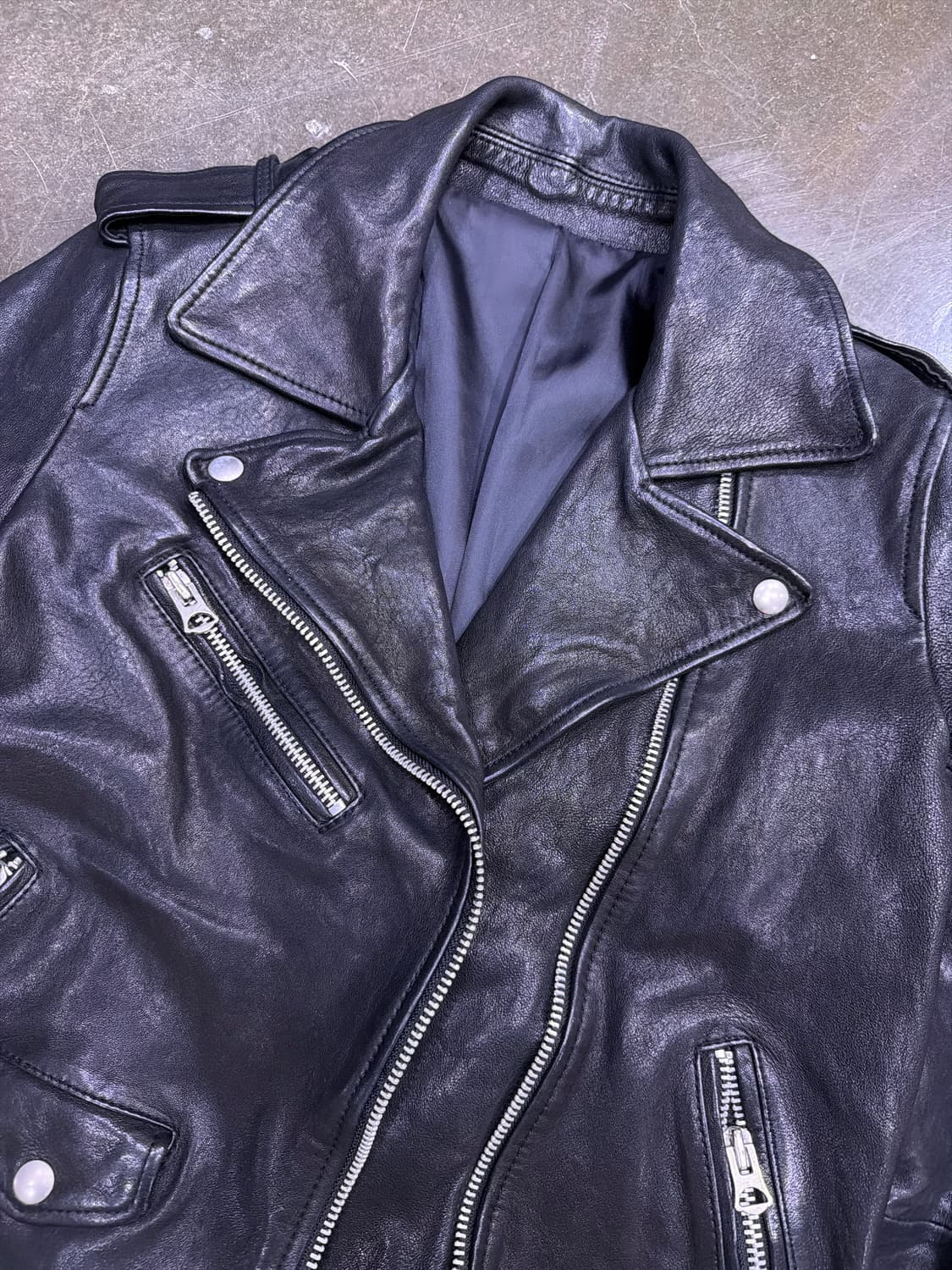 이태리 양가죽 워싱 레더 더블 라이더자켓 M 상품이미지3