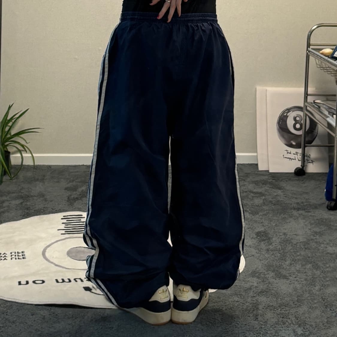 90s ADIDAS 올드스쿨 네이비 와이드 트랙팬츠 상품이미지3