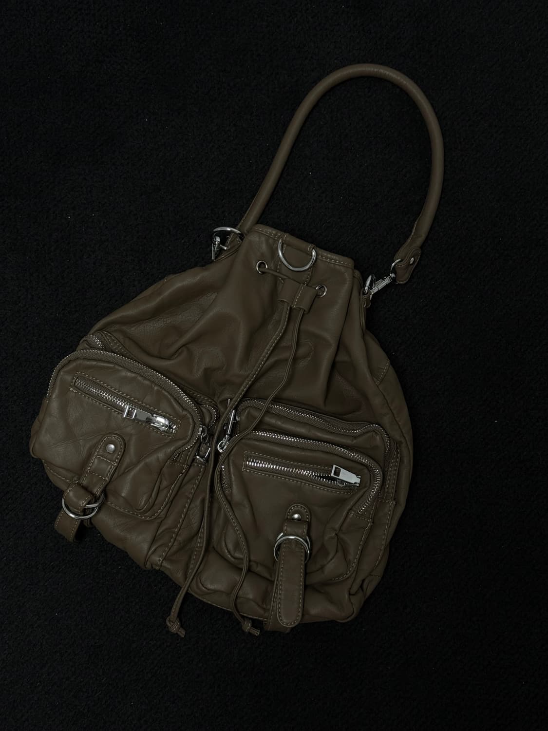 빈티지 브라운 레더 백 아야즈 큐빈 상품이미지2