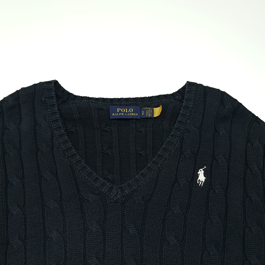 CL998 S 폴로 RFID정품인증 케이블 V넥 블랙 니트 스웨터 상품이미지2