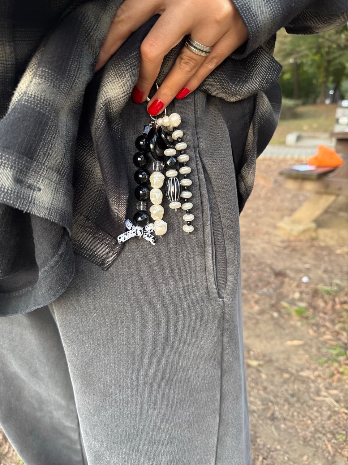 블랙 리본 진주 키링 상품이미지4