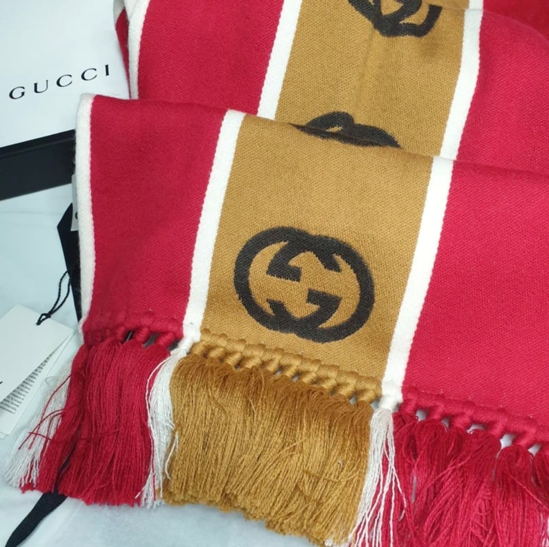 구찌 GG 인터로킹 투톤 울 머플러(보증서, 박스 포함) 상품이미지2