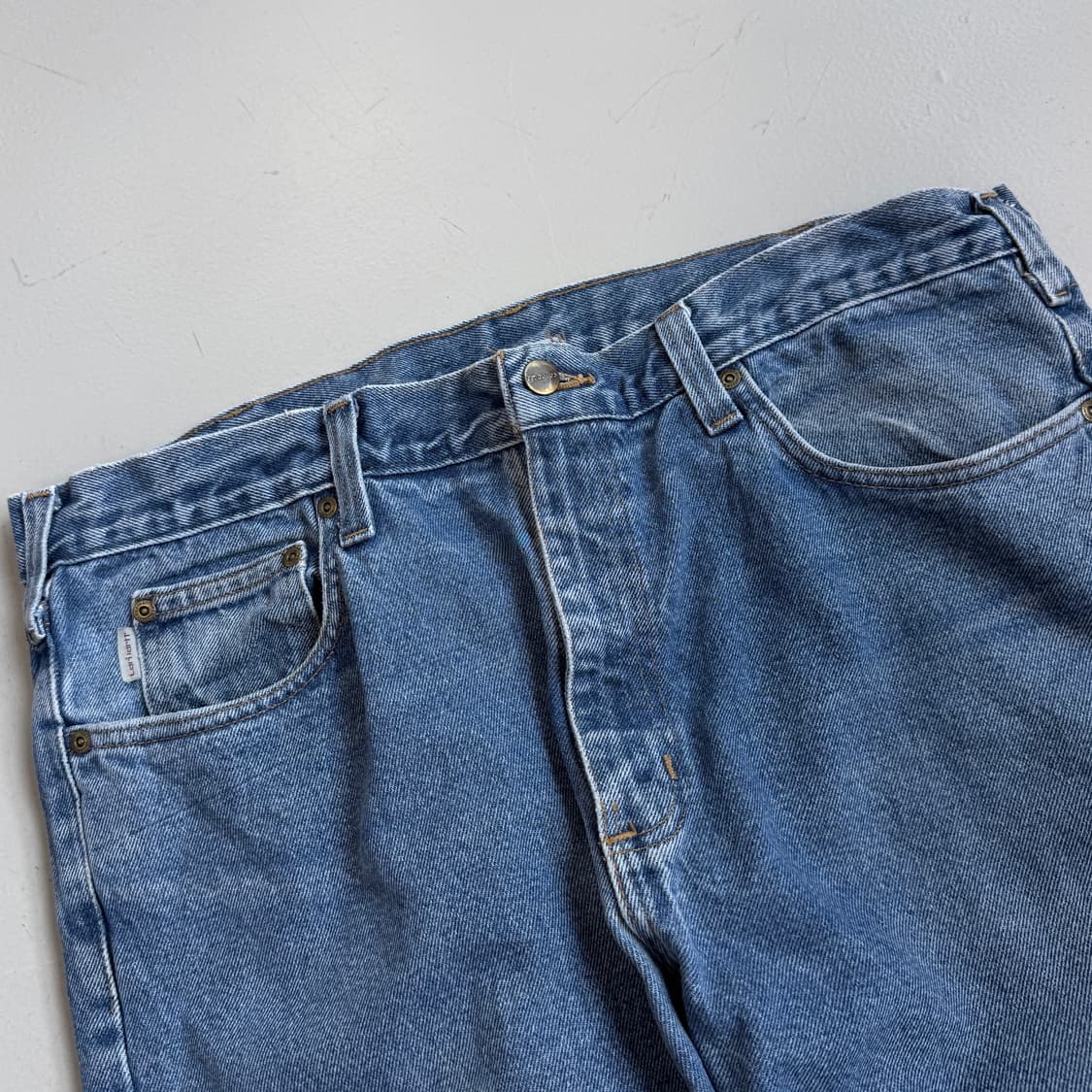 칼하트 OG 가죽패치 워싱 워크 데님팬츠 상품이미지4