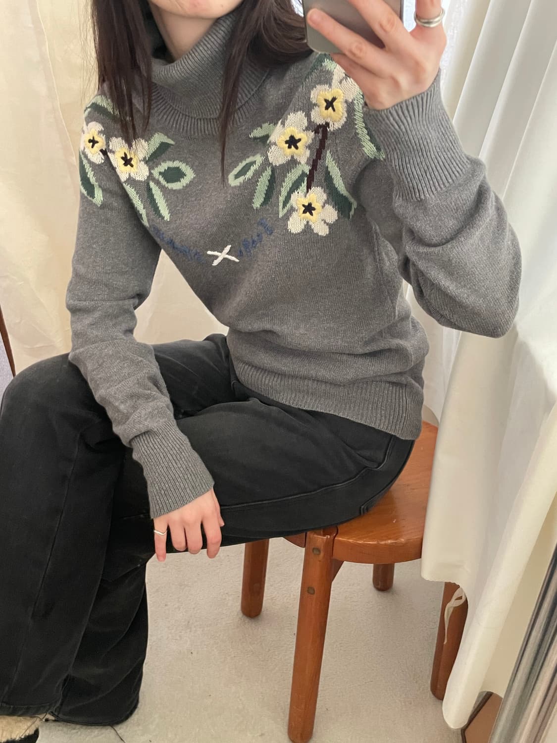 vintage flower embroidered knit 상품이미지10