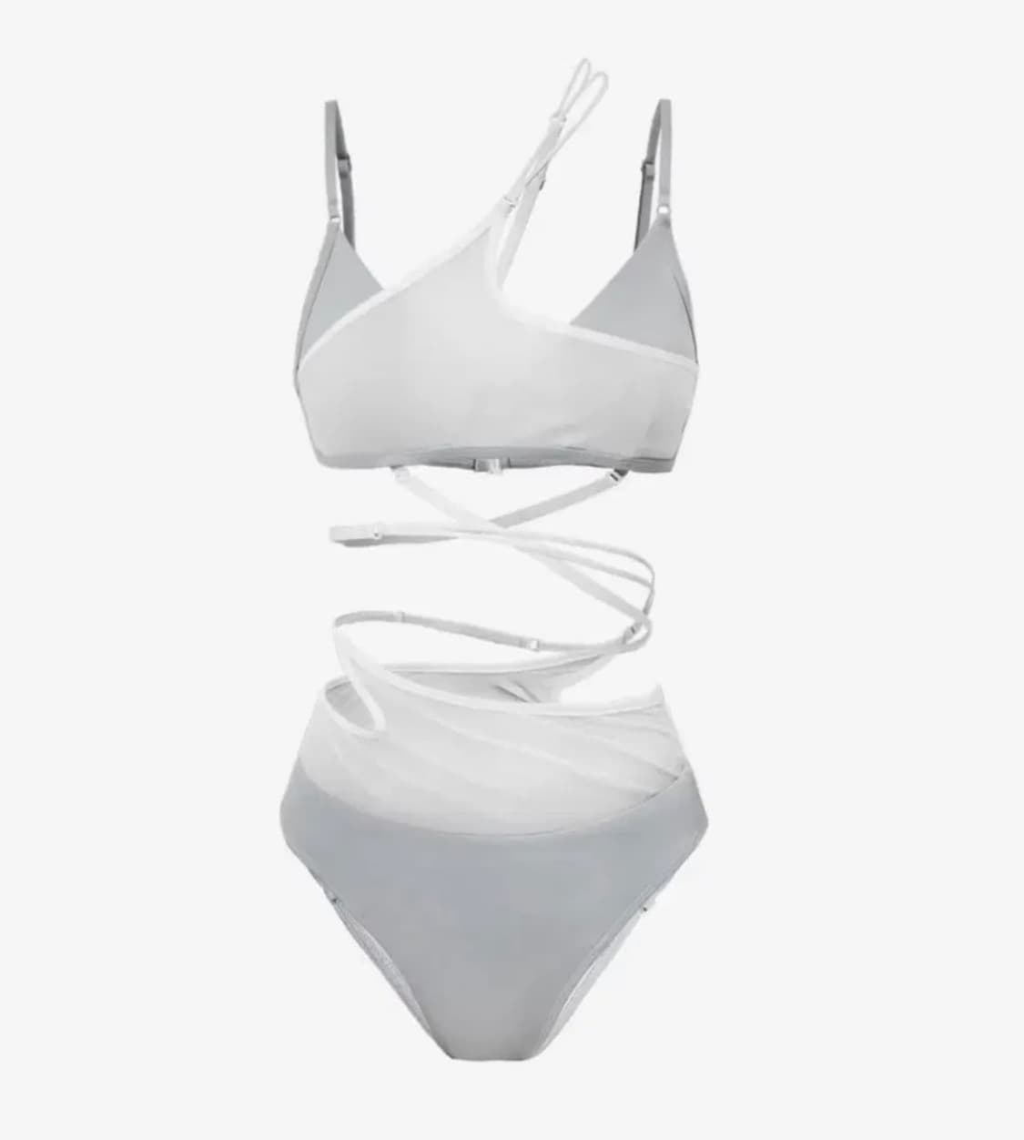 Layered Mesh Strap Bikini / Grey 상품이미지1