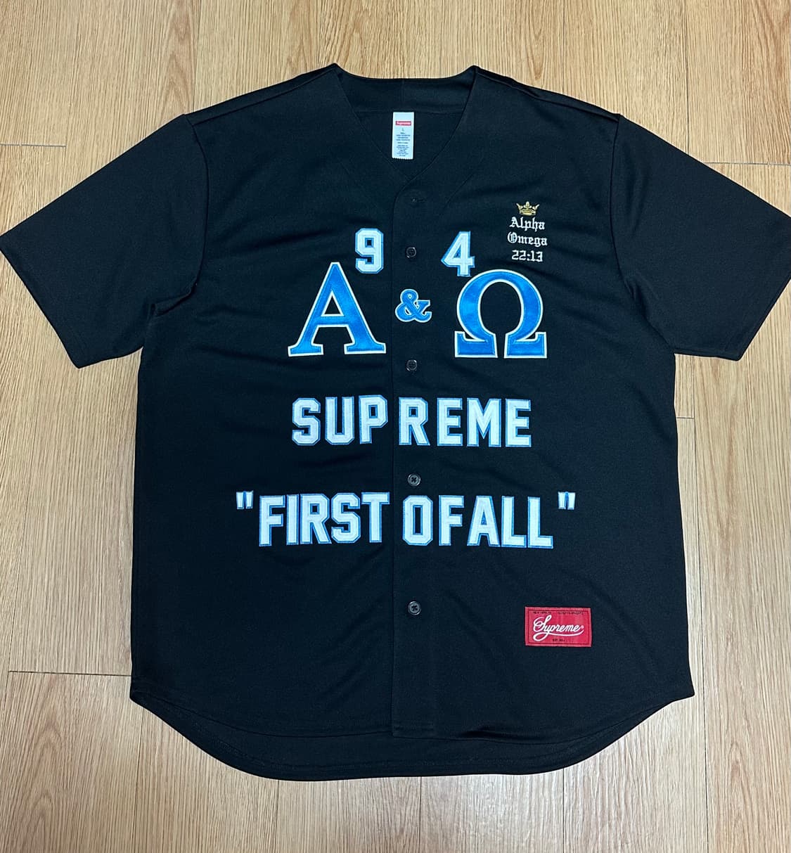 L) 슈프림 알파 오메가 베이스볼 반팔 저지 블랙 상품이미지3