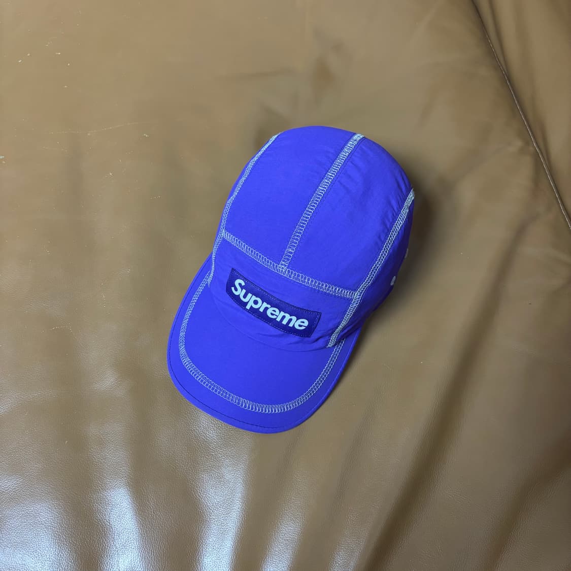슈프림 캠프캡 모자 박스로고 23SS 리플렉티브 스티치 퍼플 상품이미지5
