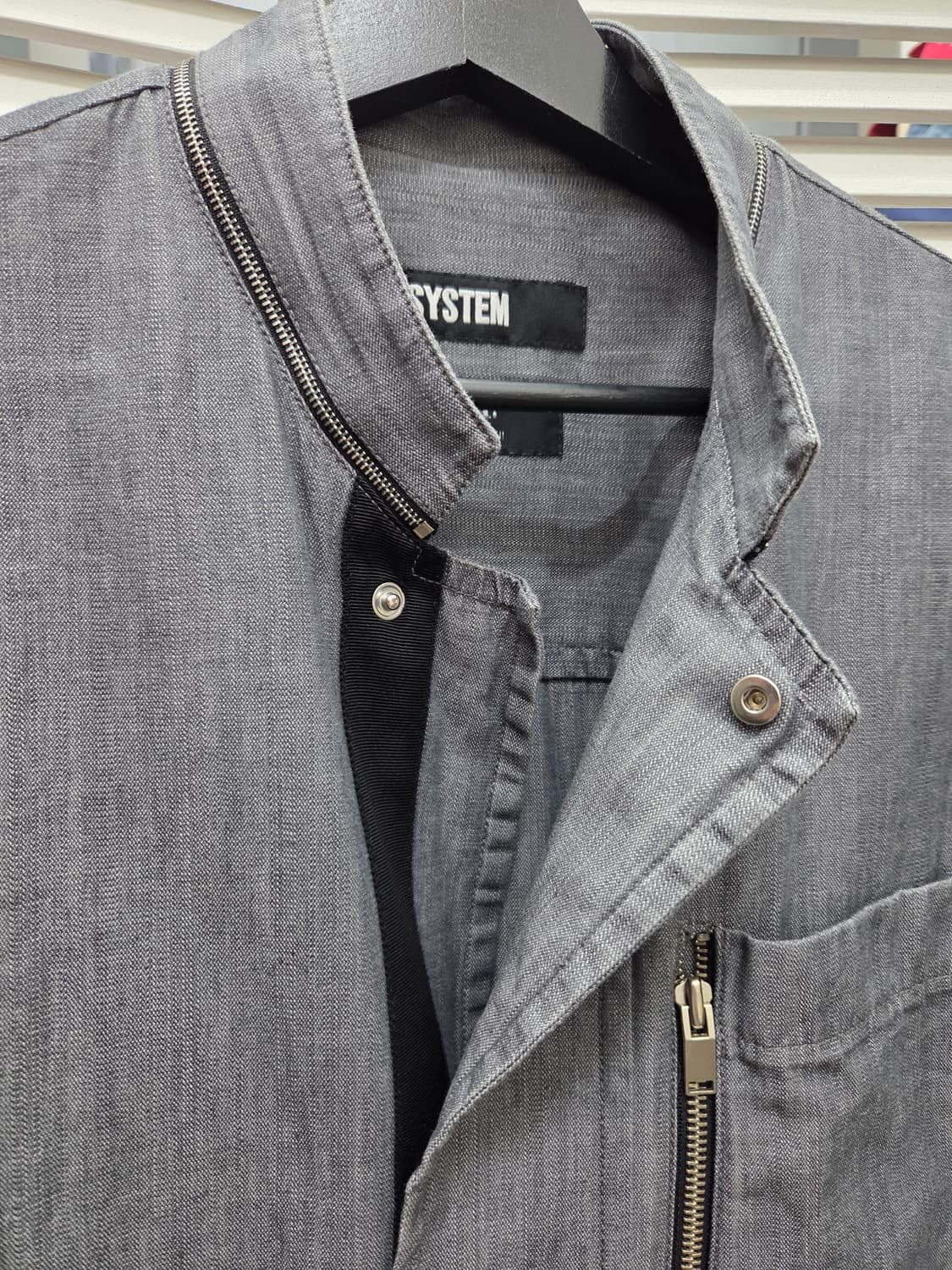 시스템 차이나카라 데님 셔츠 자켓 상품이미지4