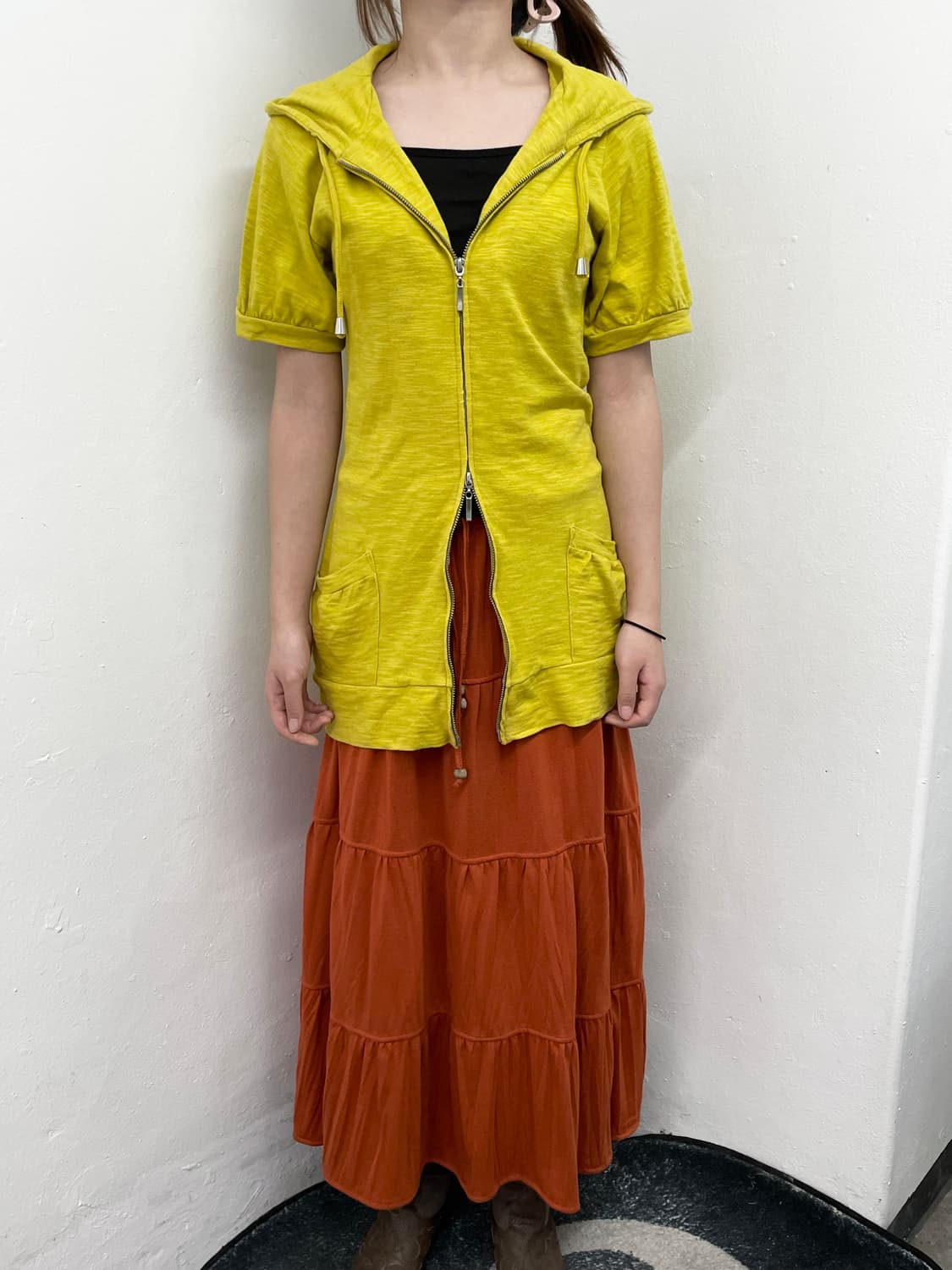 히피 오렌지 캉캉 롱 스커트🍊 상품이미지4