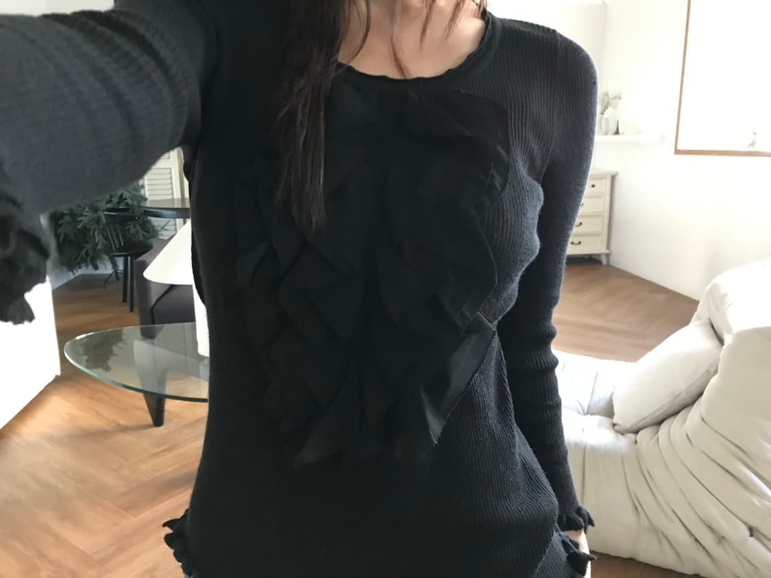 vintage frill black top 상품이미지4