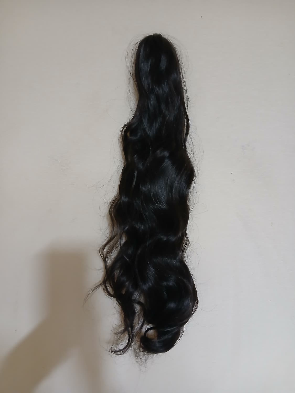 포니테일 웨이브 집게핀 자연스러운 가발 내추럴 블랙 상품이미지3