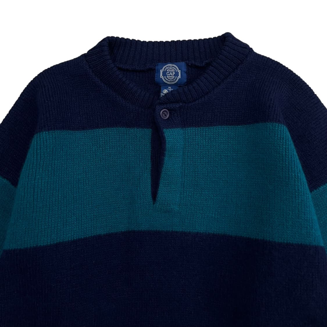 갭 오션그린 배색 네이비 단가라 니트 XL 상품이미지4
