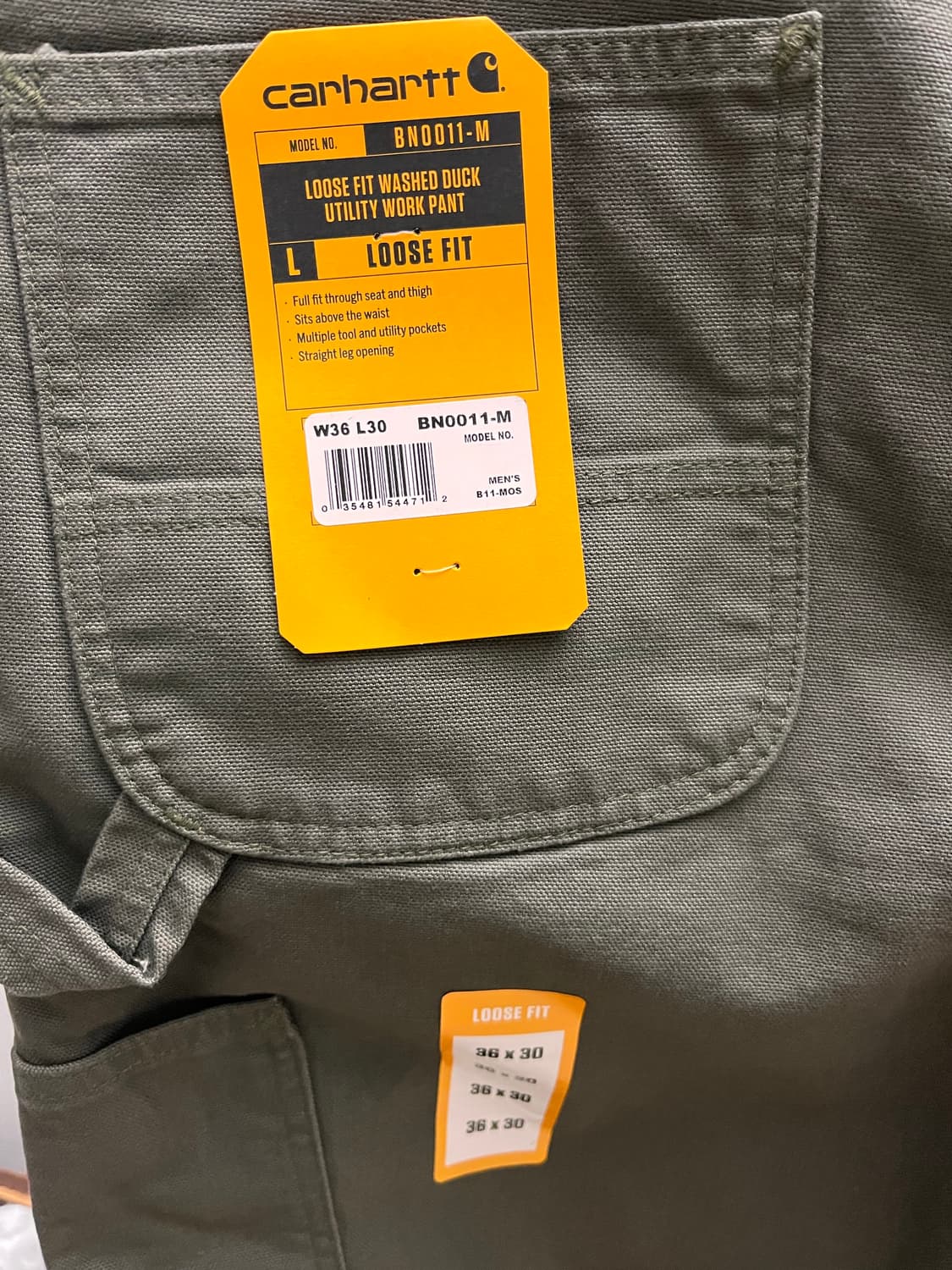 [미국직구] 칼하트 B11 Moss 루즈핏 워시드 덕 유틸리티 워크팬츠  상품이미지4