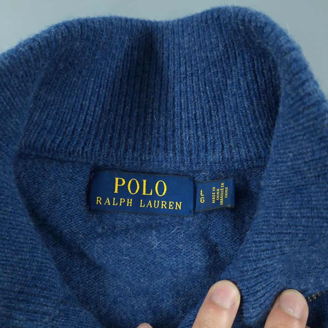 폴로랄프로렌 블루 블루포니 울100 모크넥 반집업 아노락 니트 L 상품이미지6