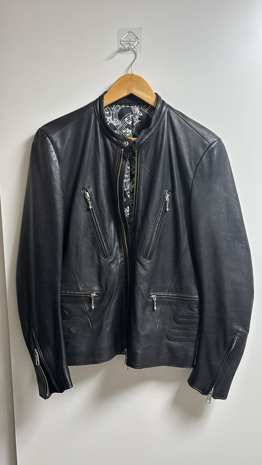 넘버나인 레더 볼체인 라이더 가죽자켓 2사이즈 상품이미지1