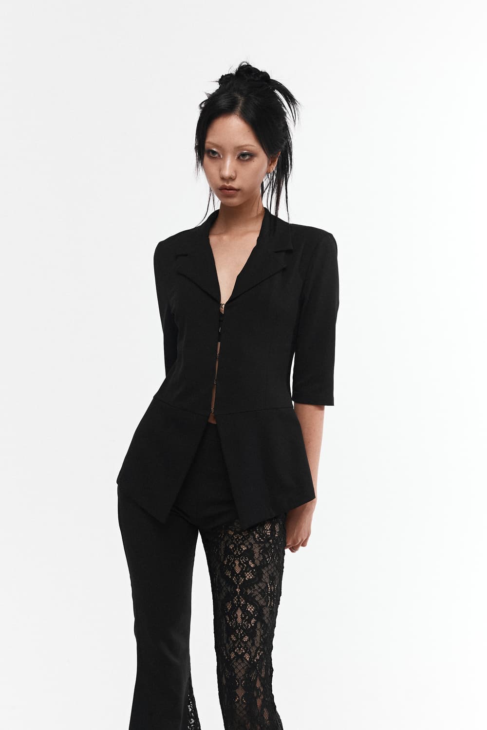 Lace Boots Cut Pants (Black) 상품이미지2