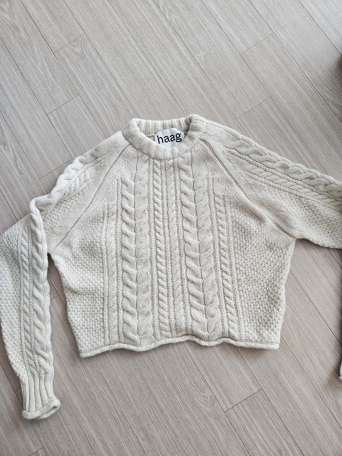 Haag 아이보리 꽈배기 슈퍼파인메리노울100 니트 상품이미지2