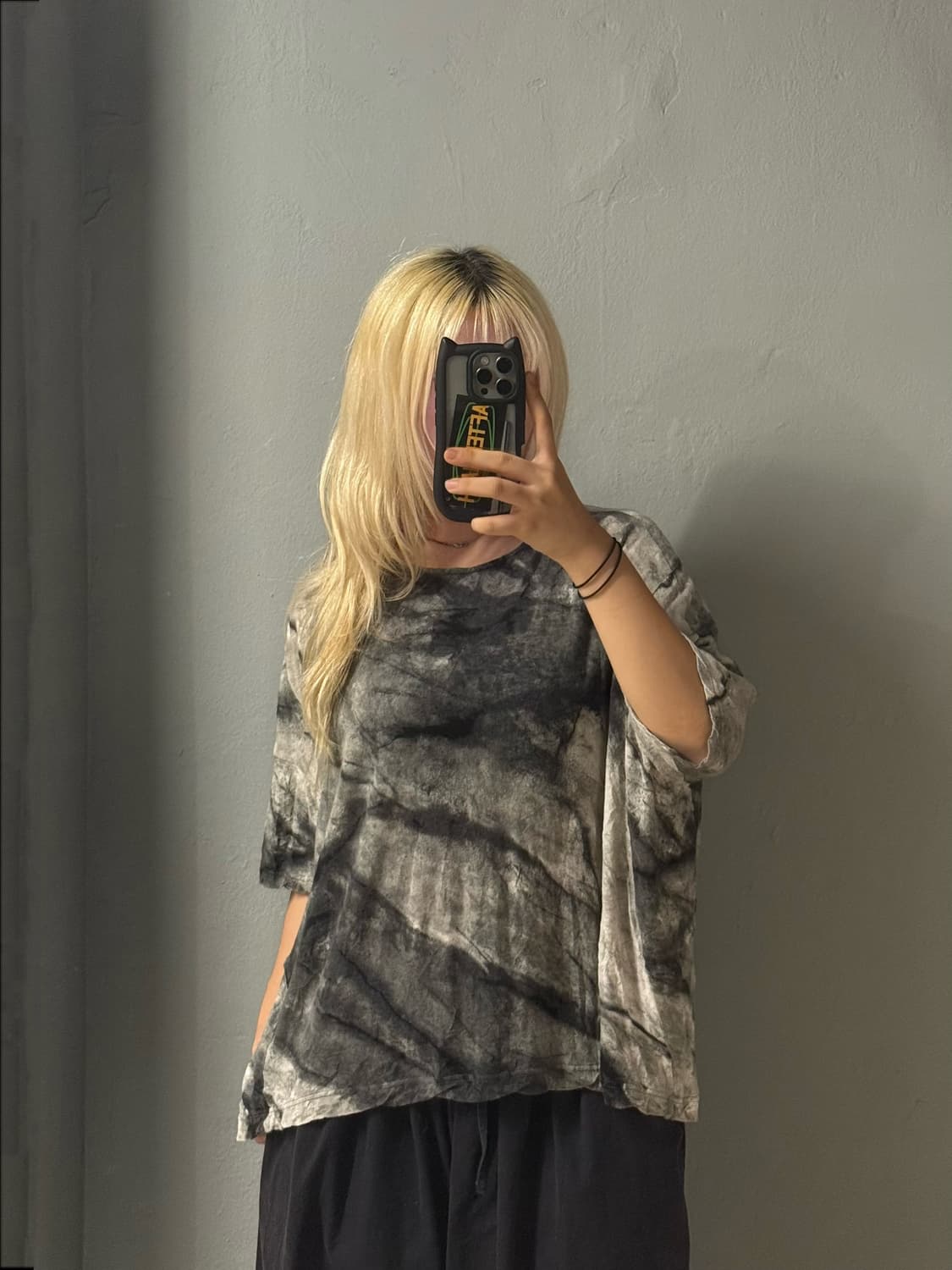 grunge tie-dye printing detail top 상품이미지2