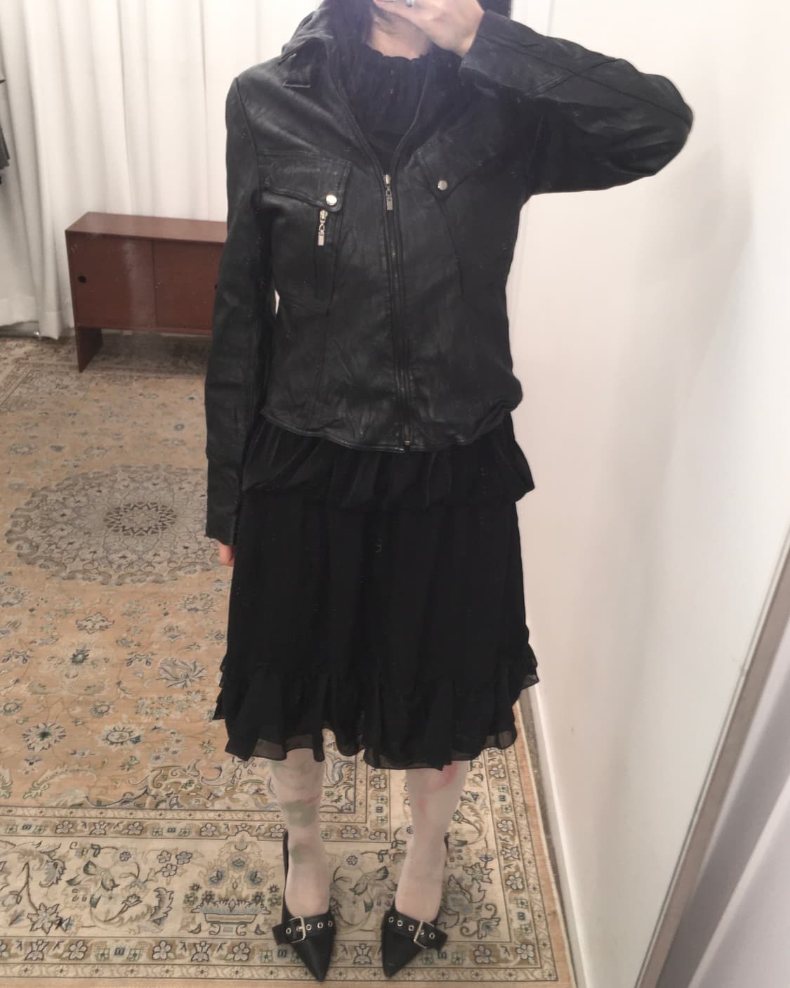 블랙 램스킨 가죽자켓 상품이미지5