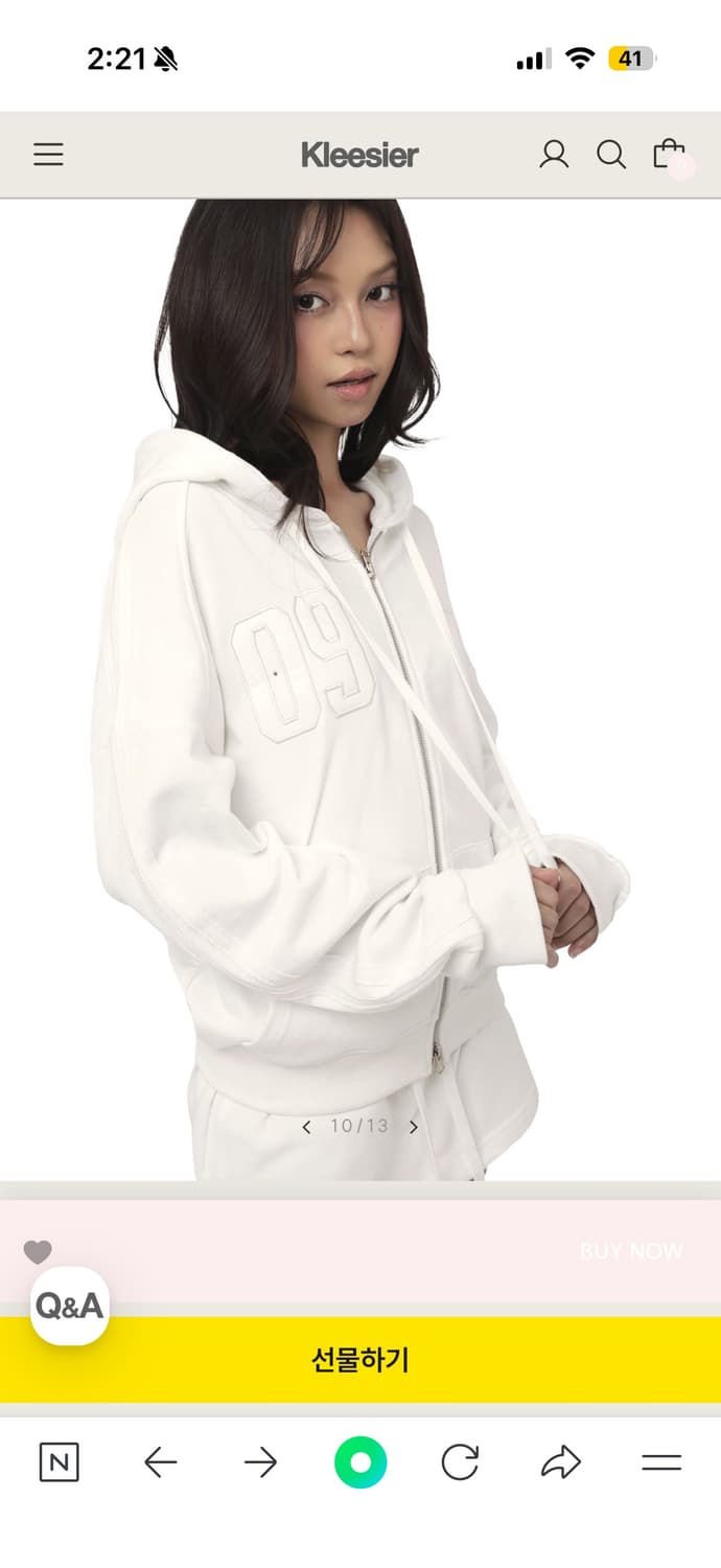 클리시어 09넘버링 후드집업 화이트 09 Numbering hooded 상품이미지3