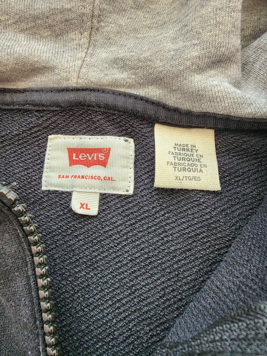 LEVIS 리바이스 블랙 그레이 후드티셔츠 하프집업 XL(100~105) 상품이미지5