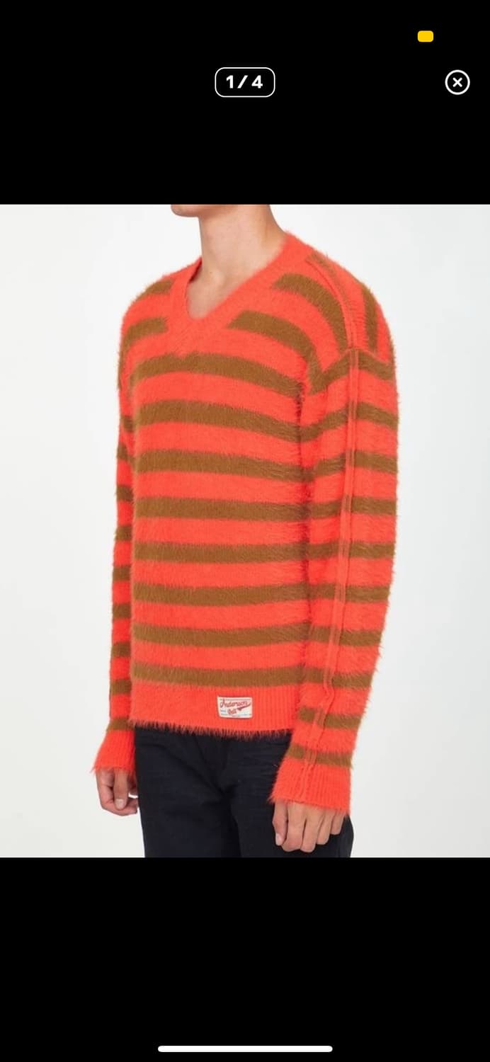 (XL)앤더슨벨 스트라이프 모헤어 헤어리 브이넥 니트 스웨터 상품이미지3