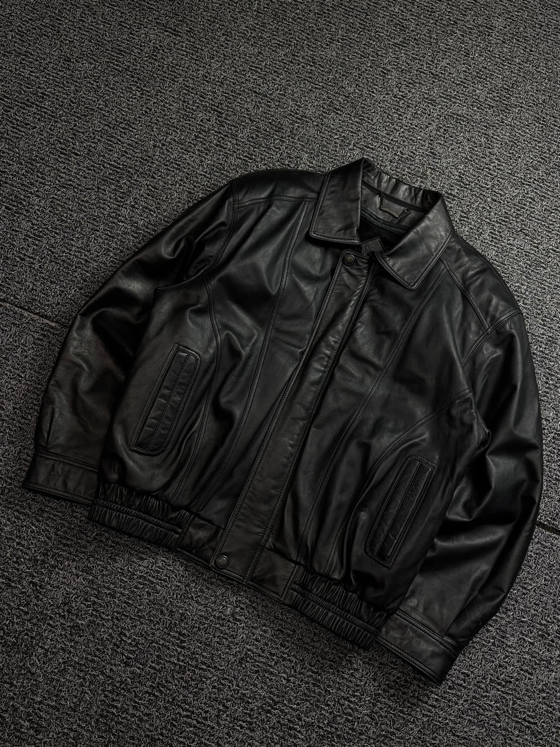 90s 빈티지 아카이브 램스킨 레더 봄버 자켓 블랫 1898 상품이미지1