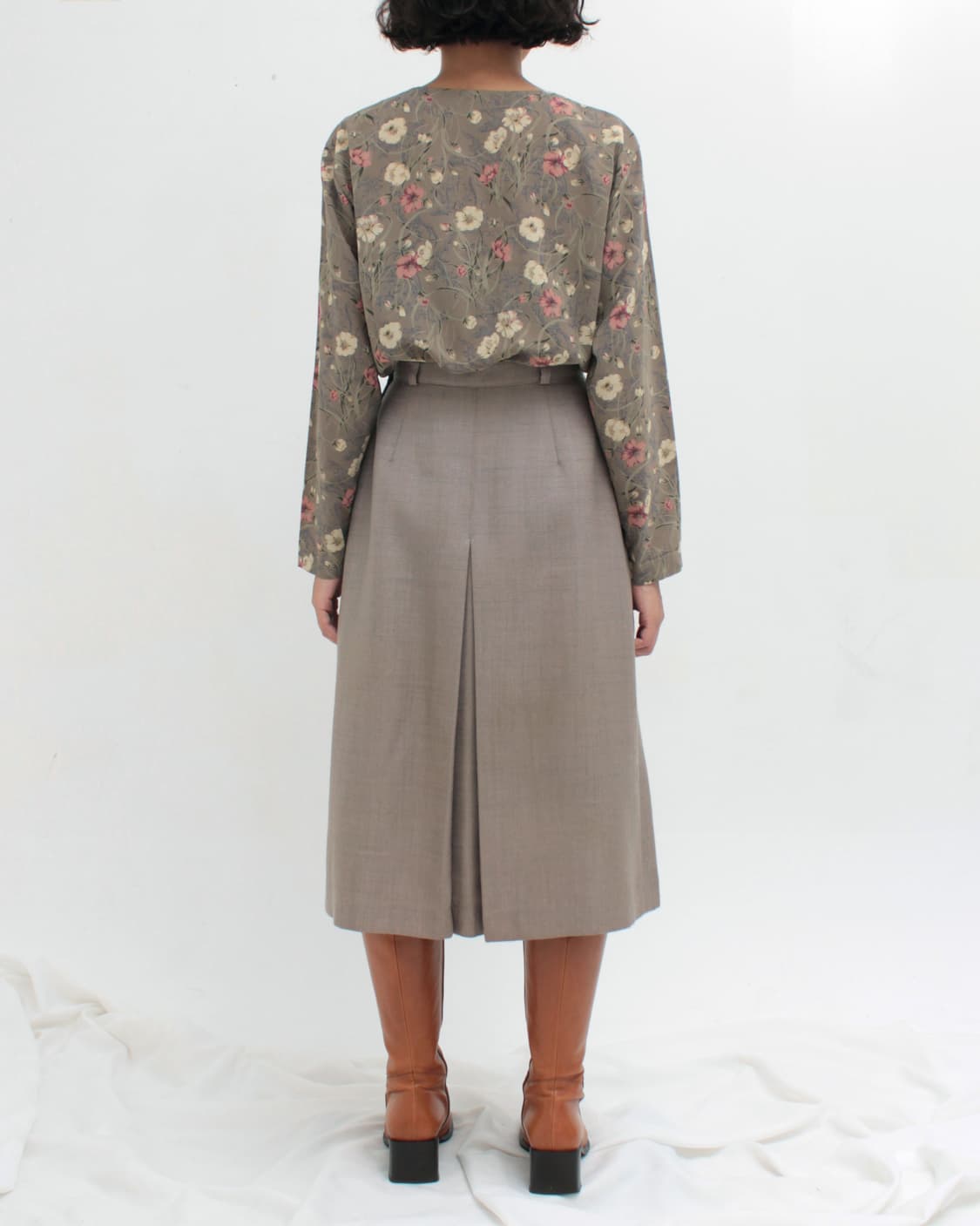 일본 빈티지 플라워 패턴 라운드넥 블라우스 상품이미지8