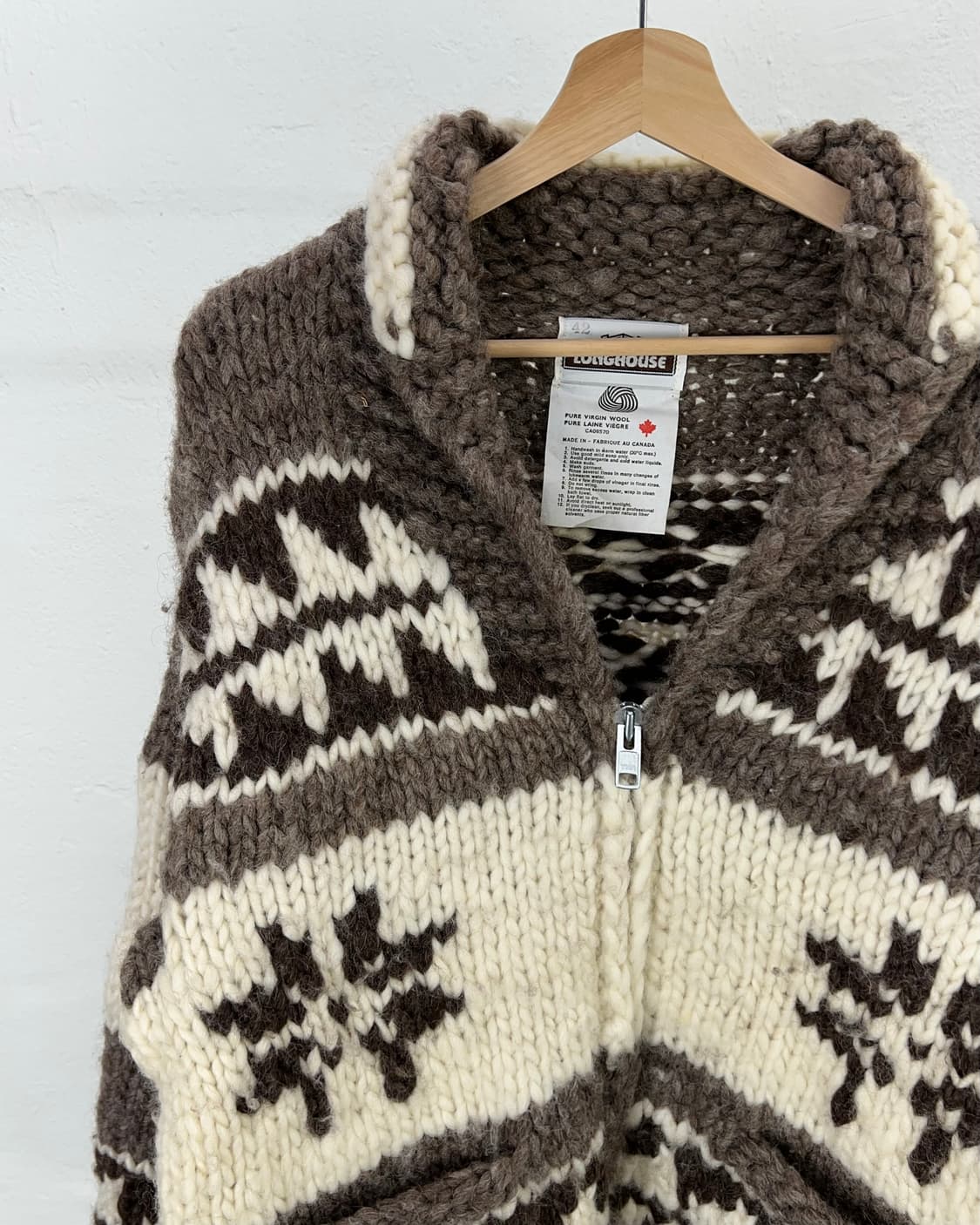 롱 하우스 노르딕 캐나다 헤비 울 코위찬 스웨터 카라 자켓 상품이미지2