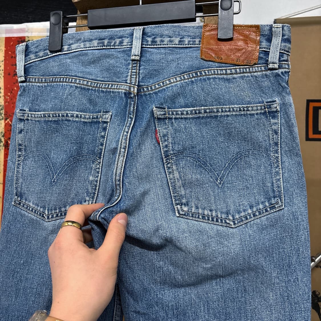 00s 리바이스 502 레더패치 빈티지페이딩 데님팬츠 N568 상품이미지7