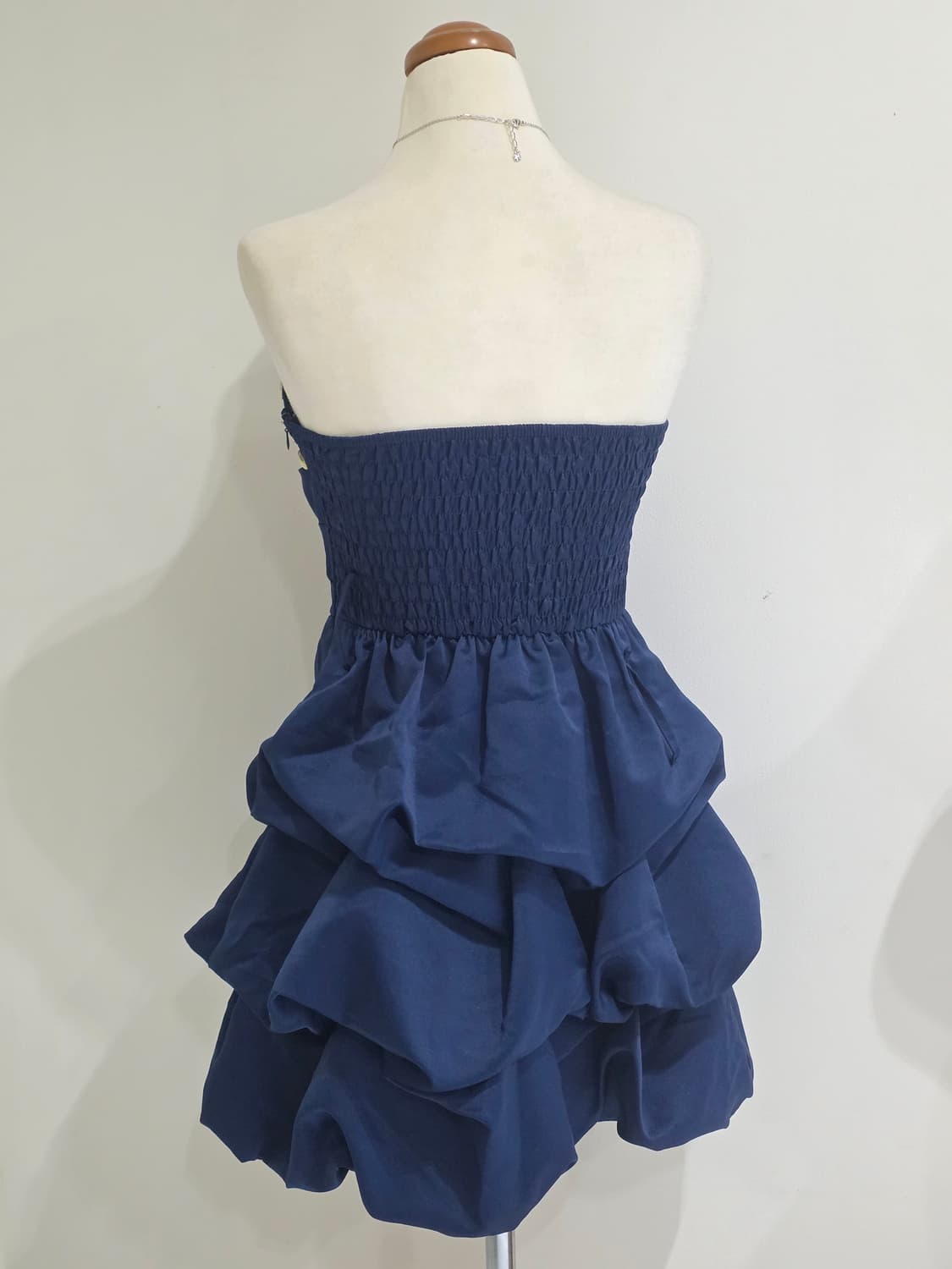 고전일본빈티지)네이비 오네갸루 큐빅 벌룬캉캉미니드레스 파티걸댄스연주회대회 상품이미지2