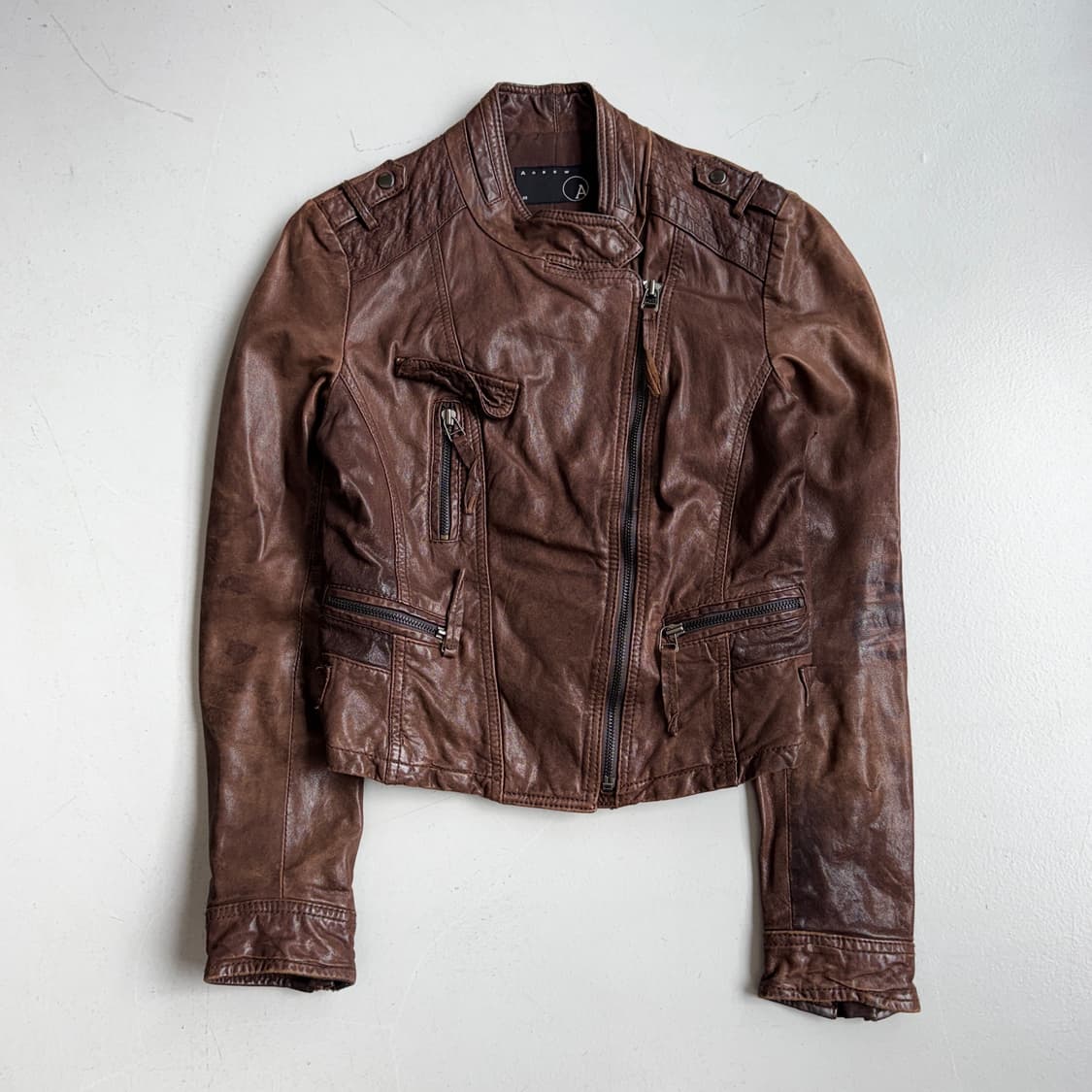 사선 바이커 딱붙 리얼레더 양가죽 릭오웬스맛 가죽자켓 상품이미지2