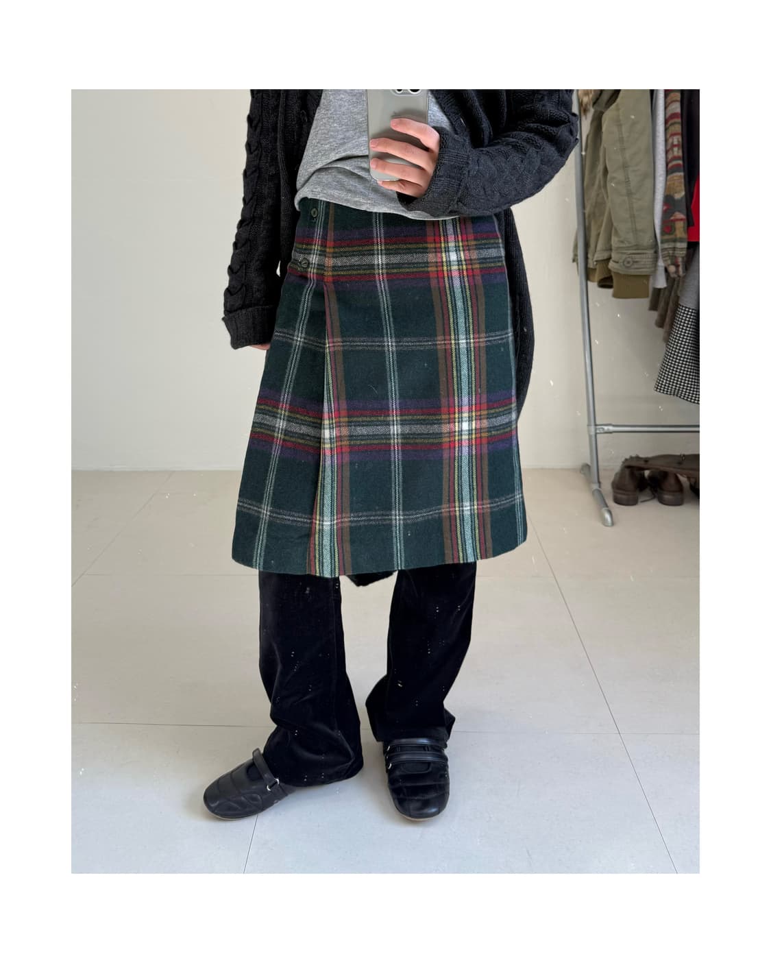 빈티지 울 체크 스커트 상품이미지1