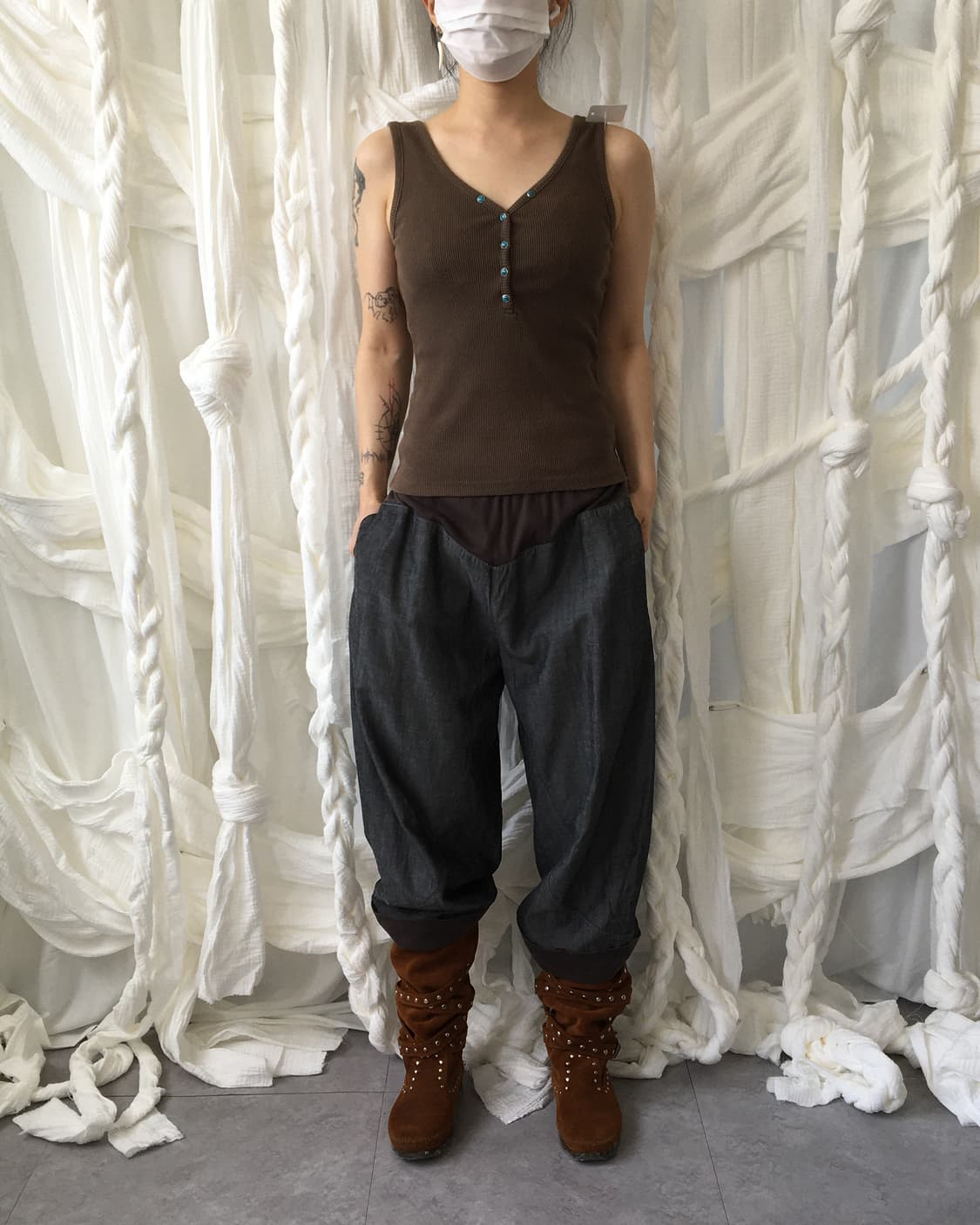 Henry neck ribbed sleeveless 상품이미지5