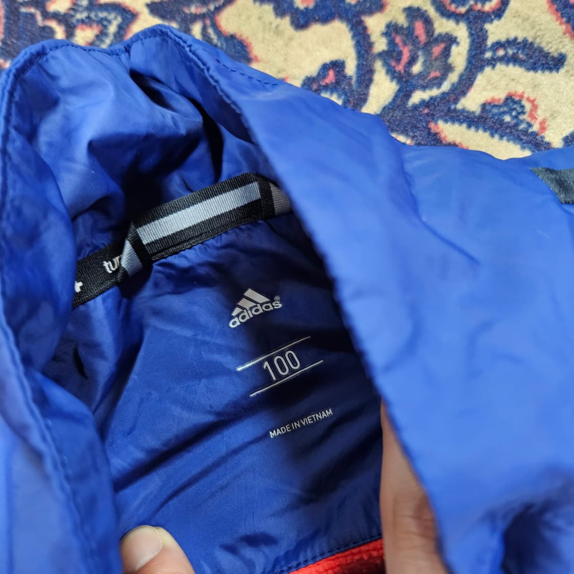 아디다스(Adidas) 블루 네이비 삼선 바람막이 풀집업 자켓 L 상품이미지5
